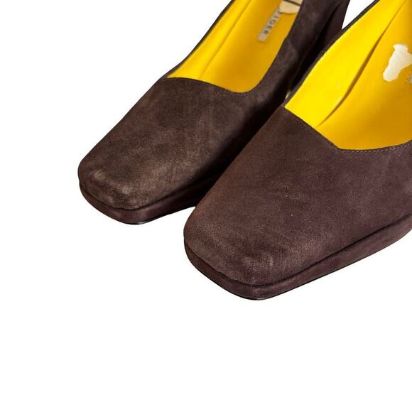 90'S VINTAGE DEADSTOCK TOMMY HILFIGER BROWN SUEDE‎ PUMPS HEELS 9 1/2 - Picture 4 of 8